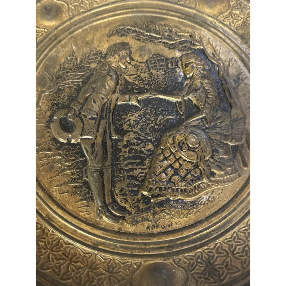Vintage Embossed Brass Wall Plate 14